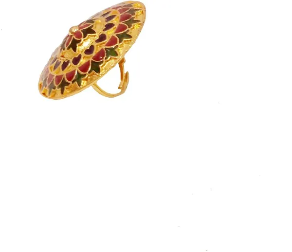 Assamese_Traditional_Copper_Gold_Plated_Multi_Color_Finger-Ring_For_Girls_&_Women
